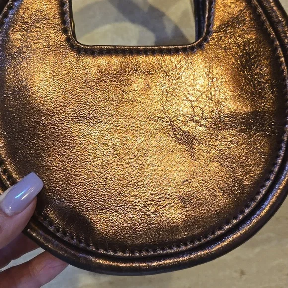 Anthropologie Metallic Copper Bronze 100% Sheep Leather Versatile Bag - Picture 2 of 10